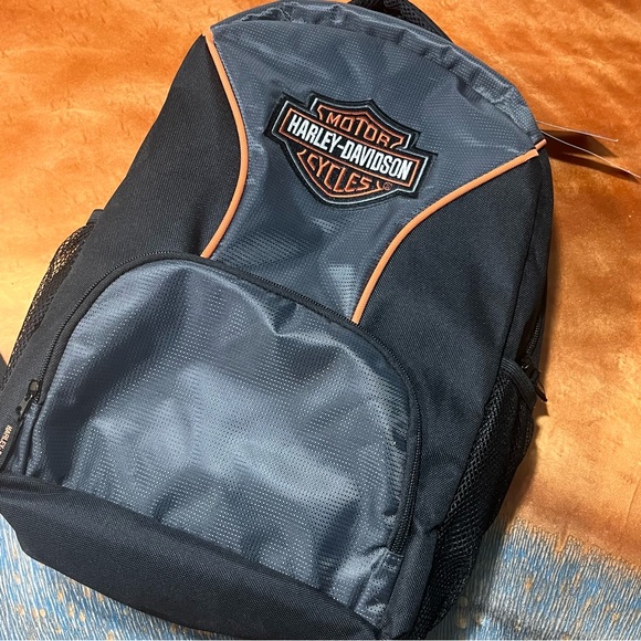 HarleyDavidson Bags Nwt Harley Davidson Logo Backpack Black Orange